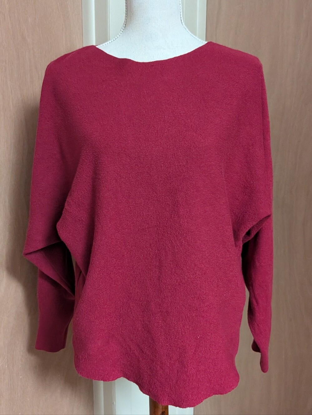 Vila Milano Batwing Dolman Sleeve Sweater Raspberry Red L